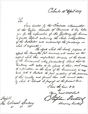 Official Letter to British Colonial Authorities